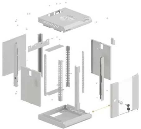 Lanberg 10 colių 6U 300x300 rutulinės pakabinamos spintelės stiklinės durys (plokščia pakuotė)