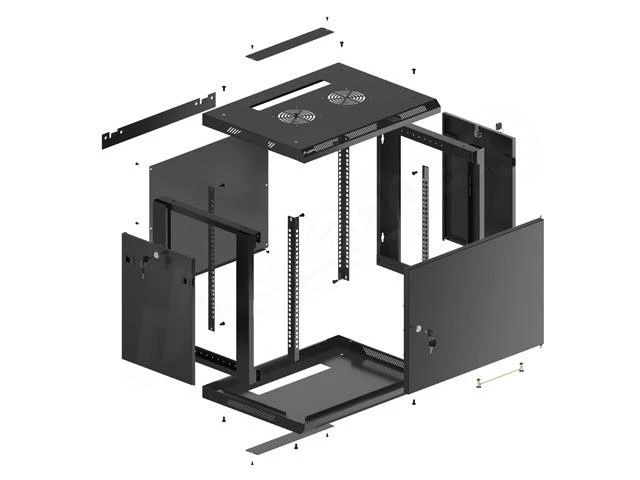 LANBERG sieninė spintelė 19 colių 6U 600x600 plieninės durys pilkas flat pack