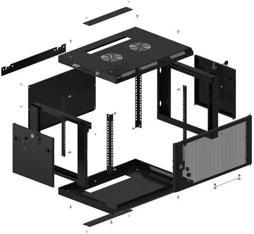 Lanberg pakabinama spintelė 19" 6U 600X450 juoda perforuotos durys