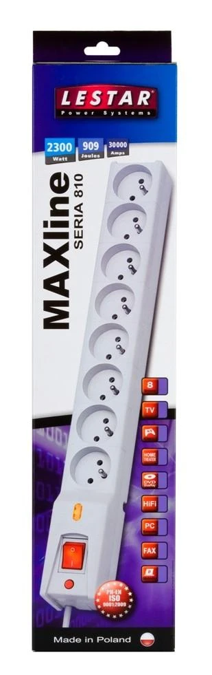Lestar LX 810 maitinimo juosta su 8 lizdais, 1,5 m pilka (LX810GA1,5 Pilkas)