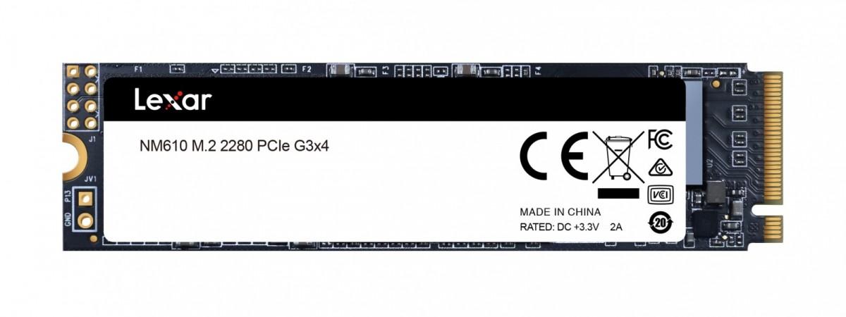 Lexar NVMe SSD NM610 250 GB, SSD form factor M.2 2280, SSD sąsaja PCIe Gen3x4, Rašymo greitis 1200 MB/s, Skaitymo greitis 2000 MB/s