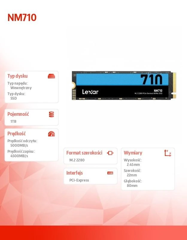 Kietasis diskas (RAM) Lexar NM710, 1TB