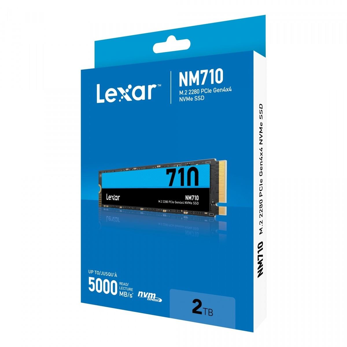 Lexar | M.2 NVMe SSD | NM710 | 2000 GB | SSD form factor M.2 2280 | Solid-state drive sąsaja PCIe Gen4x4 | Skaitymo greitis 4850 MB/s | Rašymo greitis 4500 MB/s