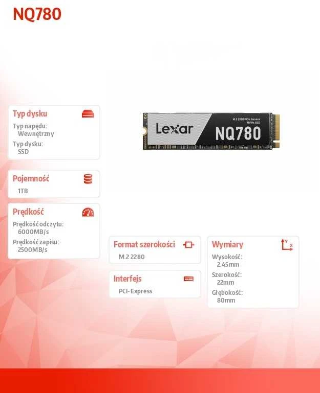 Lexar NQ780 1TB M.2 2280 PCIe NVMe SSD