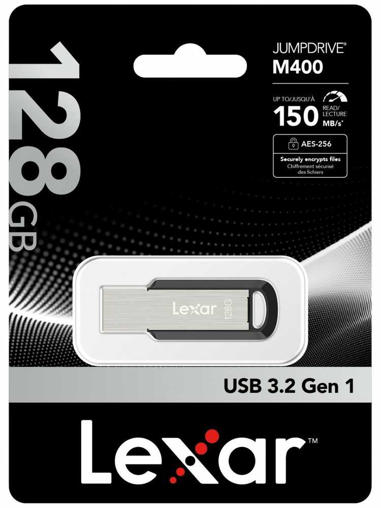 Lexar | Flash Drive | JumpDrive M400 | 128 GB | USB 3.0 | Juodas/Pilkas