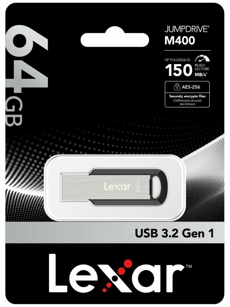 Lexar | Flash Drive | JumpDrive M400 | 64 GB | USB 3.0 | Juodas/Pilkas