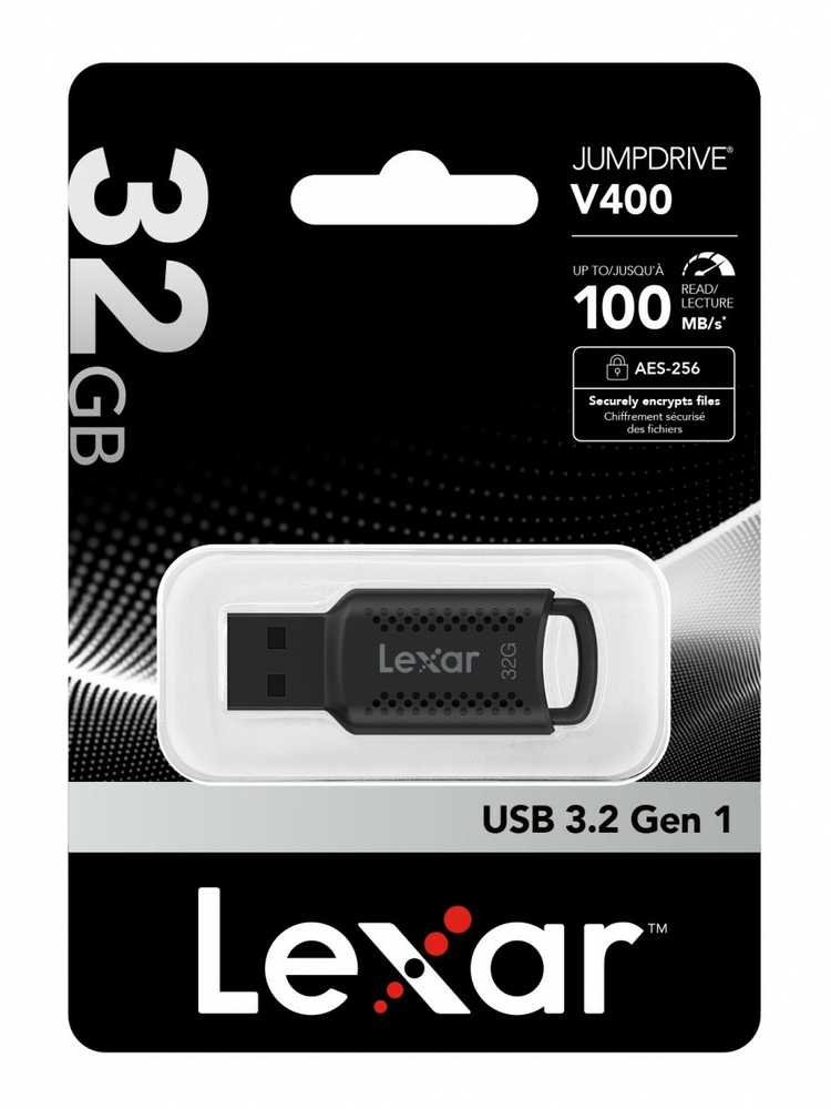 Lexar | USB Flash Drive | JumpDrive V400 | 32 GB | USB 3.0 | Juodas