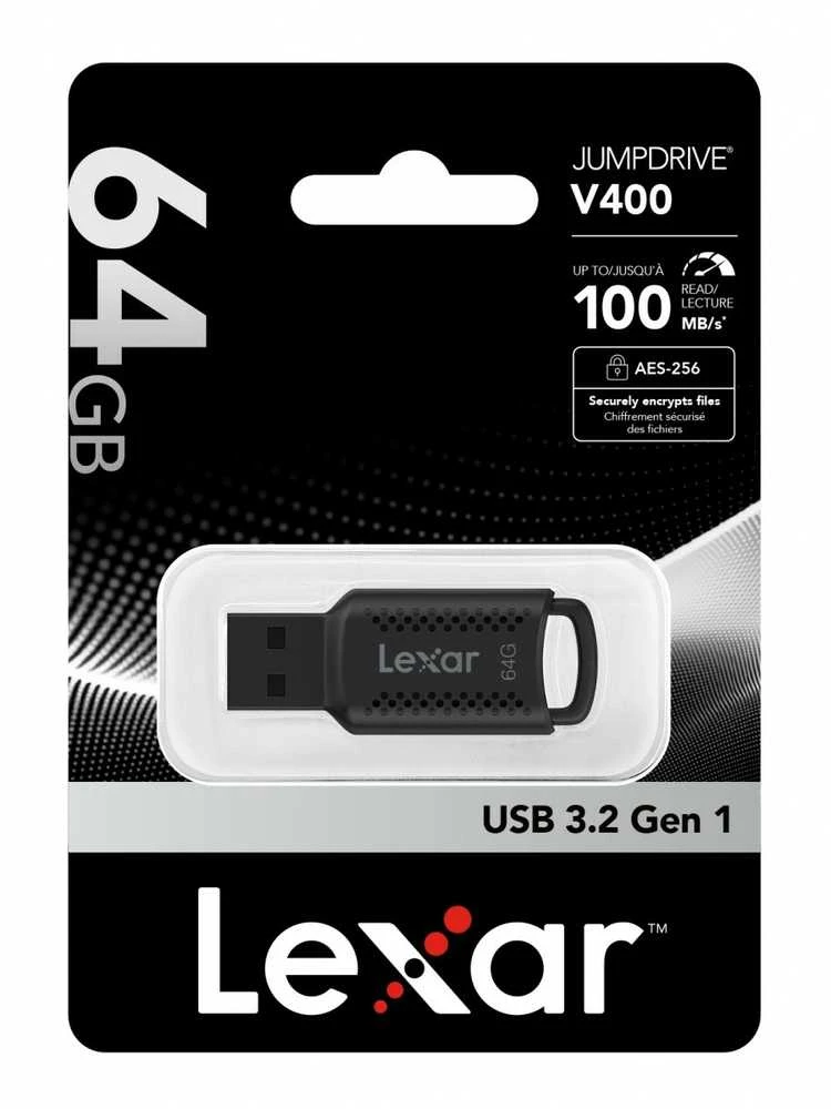 Lexar | USB atmintinė | JumpDrive V400 | 64 GB | USB A tipo | Juodas