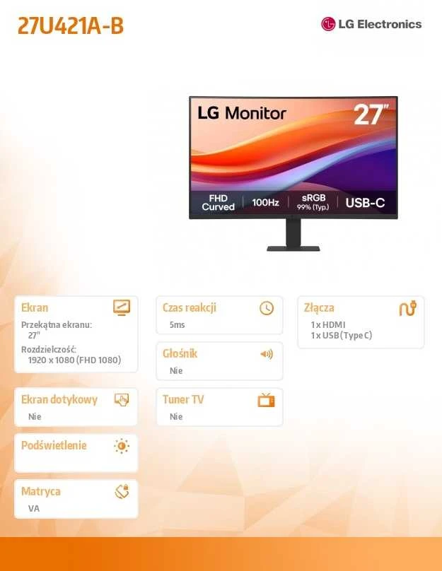 Monitorius LG 27U421A-B.AEUQ - 100Hz | Full HD | VA | 27''