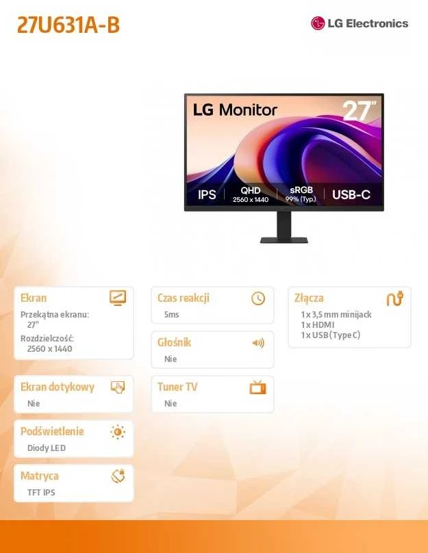 Monitorius LG 27U631A-B - 100Hz | QHD | 27'' | IPS | 5ms