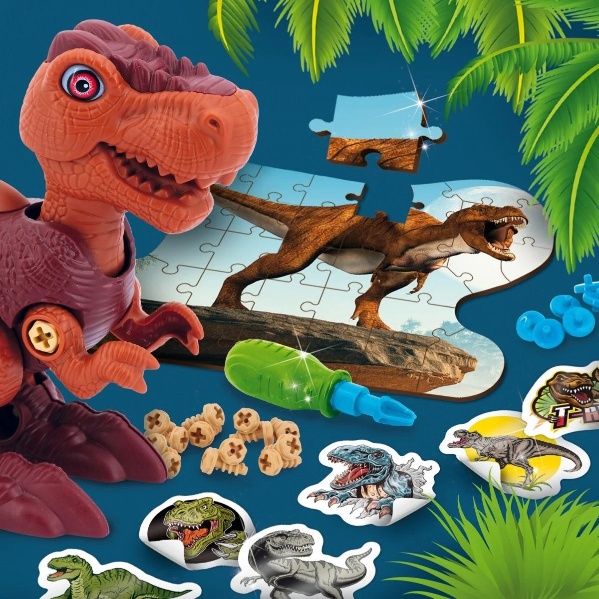 Lisciani DIY konstruktorius Dinozauras T-REX + dėlionė