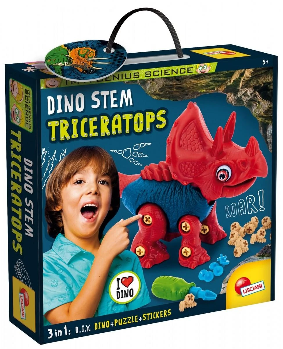 Dėlionė Lisciani I'm A Genius Dino Steam – „Triceratops“ statybinis rinkinys