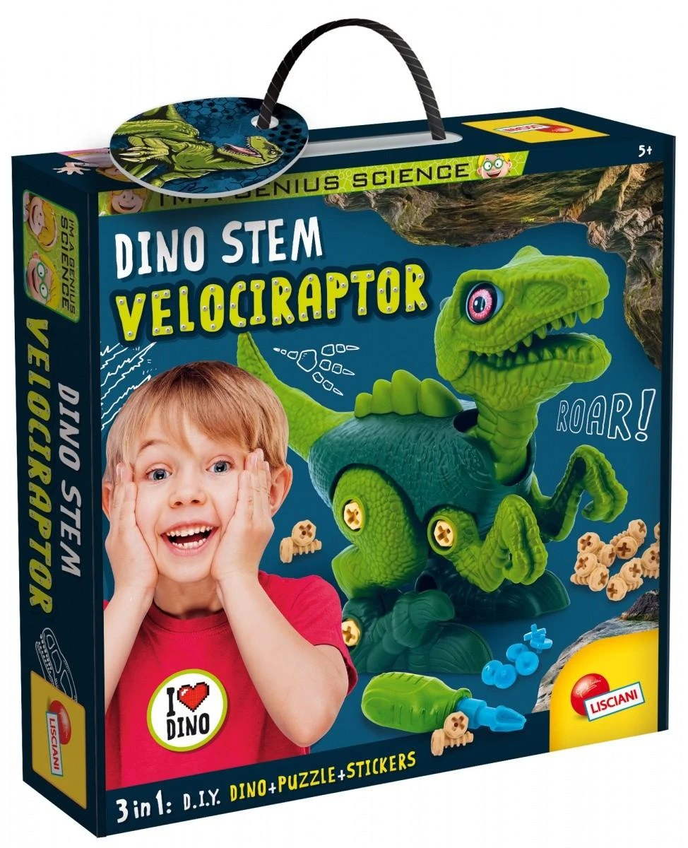 Lisciani DIY konstruktorius Dinozauras VELOCIRAPTOR + dėlionė