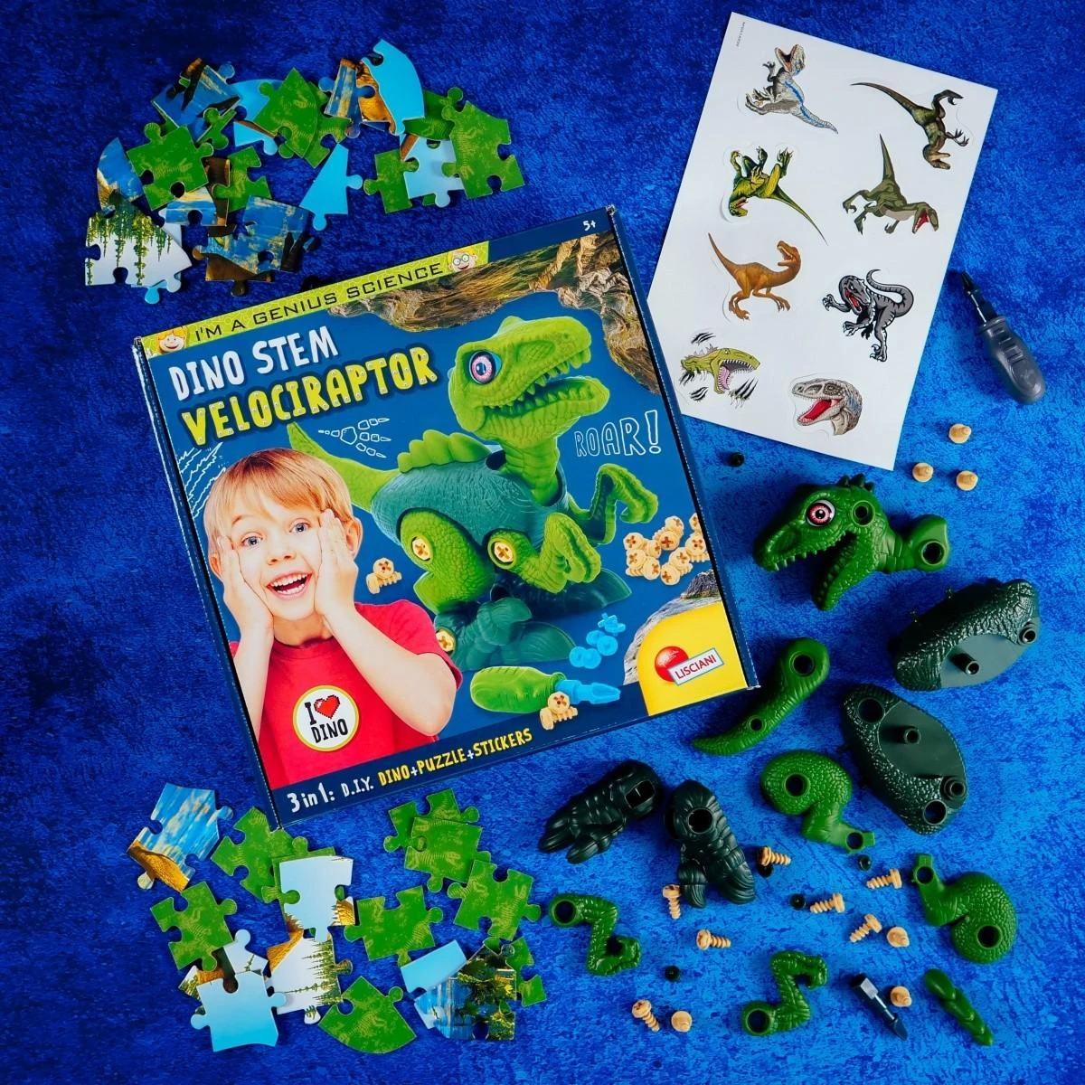 Lisciani DIY konstruktorius Dinozauras VELOCIRAPTOR + dėlionė