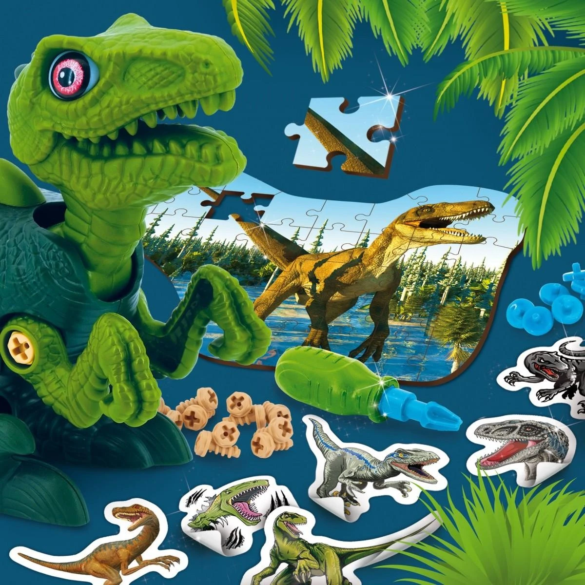Lisciani DIY konstruktorius Dinozauras VELOCIRAPTOR + dėlionė