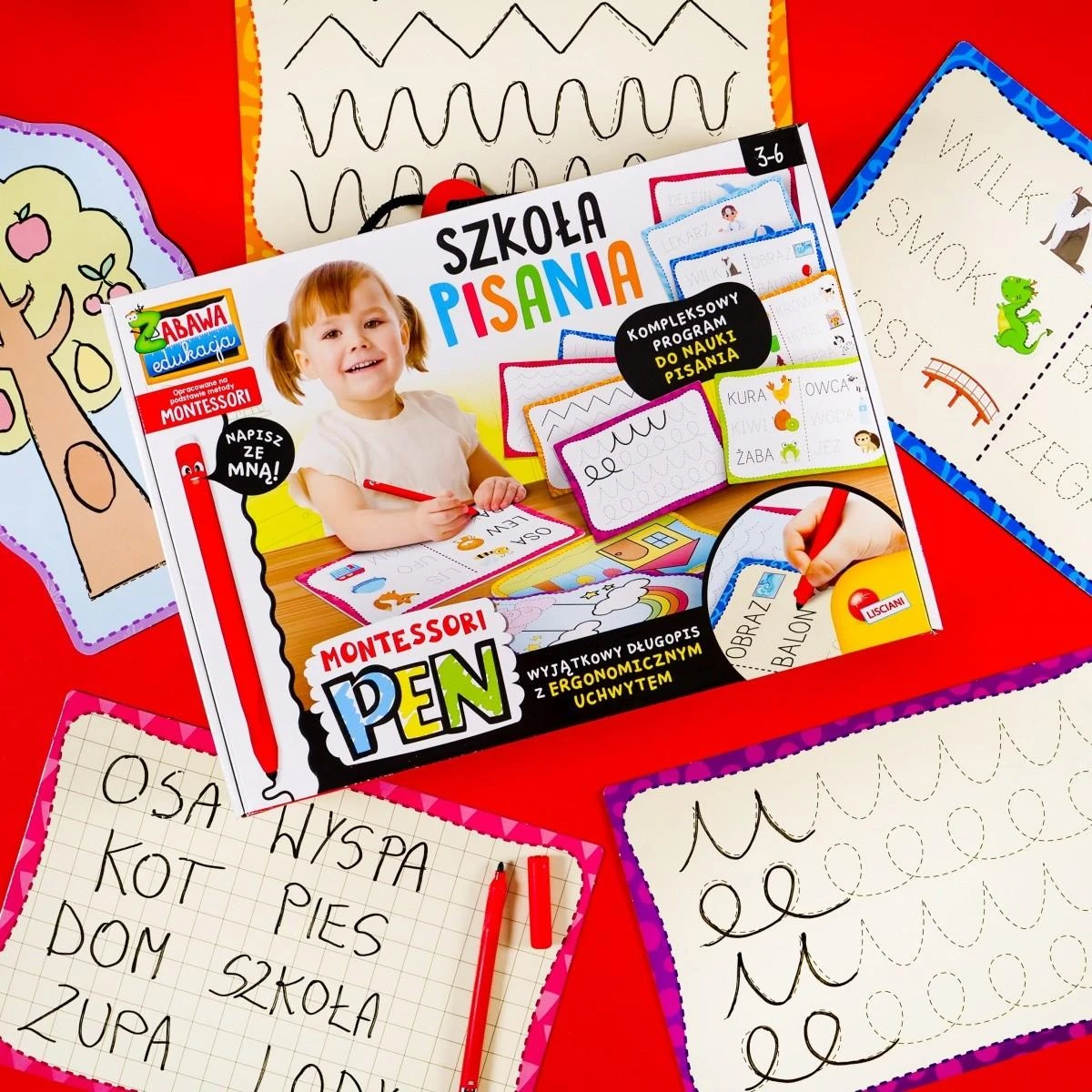 Lisciani Montessori rašymo mokymo rinkinys su 18 lentelių