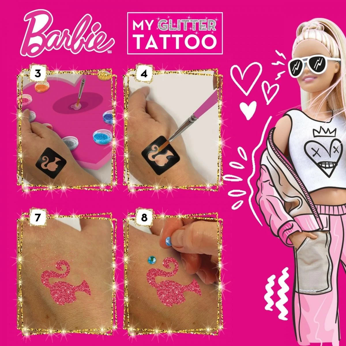 Lisciani Vaikiški blizgantys tatuiruotės Barbie rinkinyje