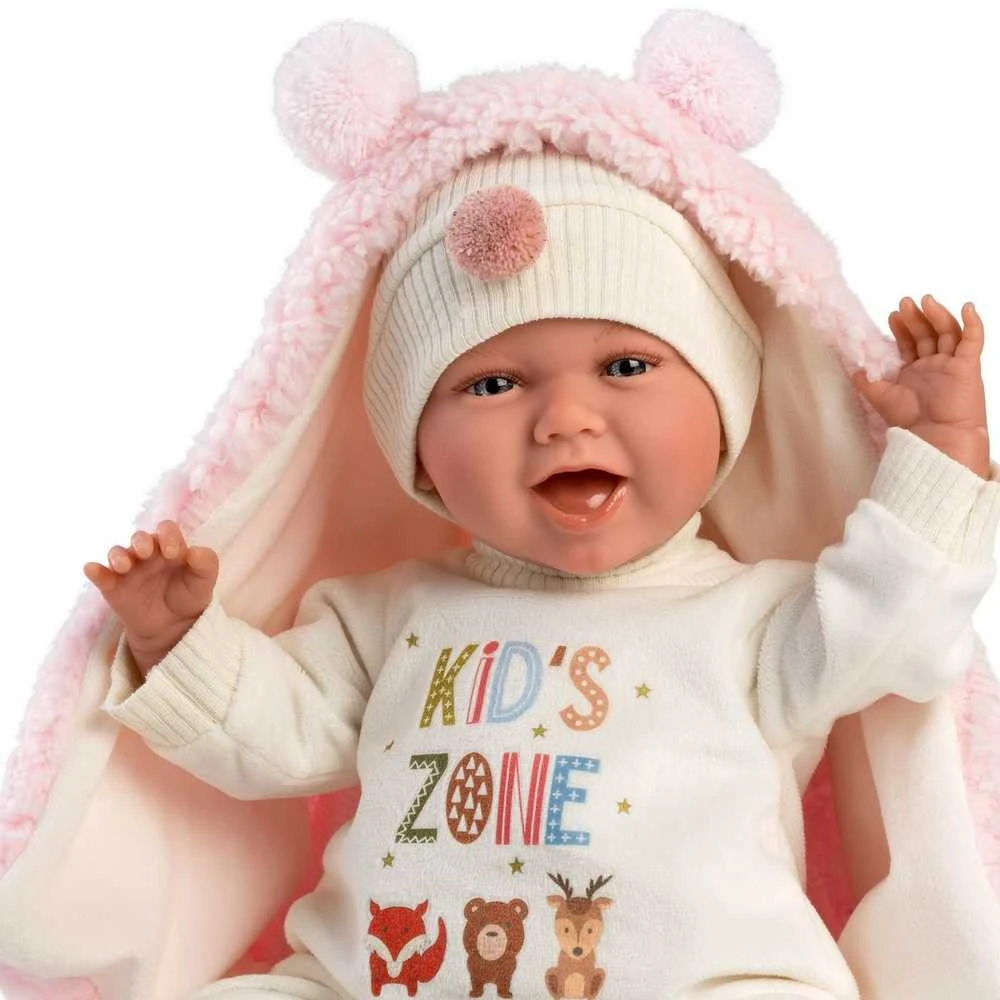 Llorens Lėlė crying Mimi rožiniame miegmaišyje, 40 cm (GXP-607874)