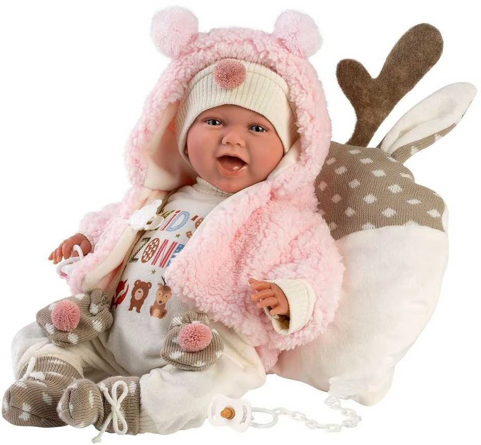 Llorens Lėlė crying Mimi rožiniame miegmaišyje, 40 cm (GXP-607874)