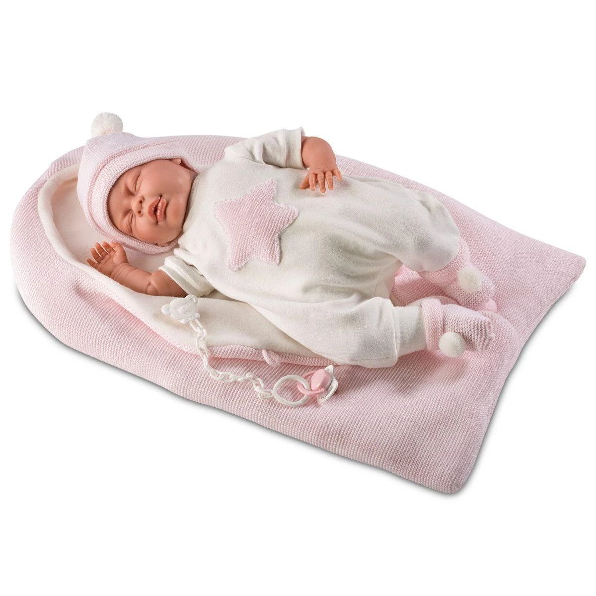 Llorens Lėlė crying Mimi rožiniame miegmaišyje, 40 cm (GXP-607874)