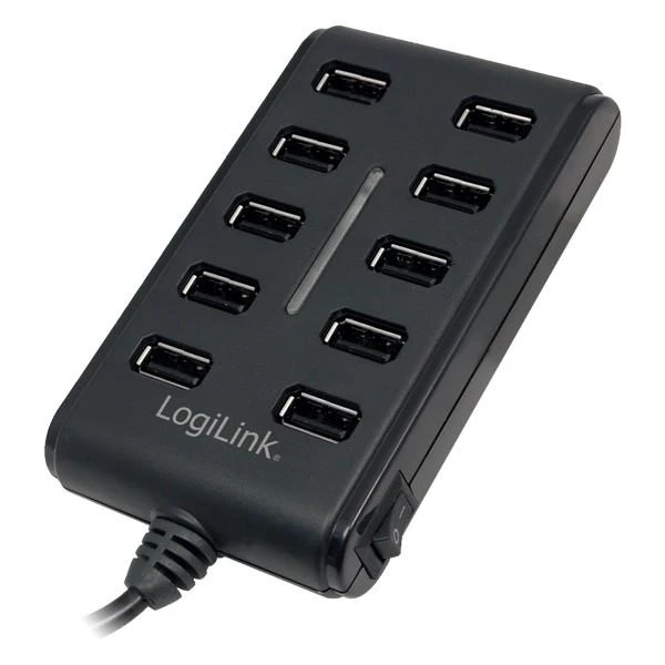 LOGILINK UA0125 LOGILINK – 10 prievadų USB2.0 šakotuvas su jungikliu ON / OFF
