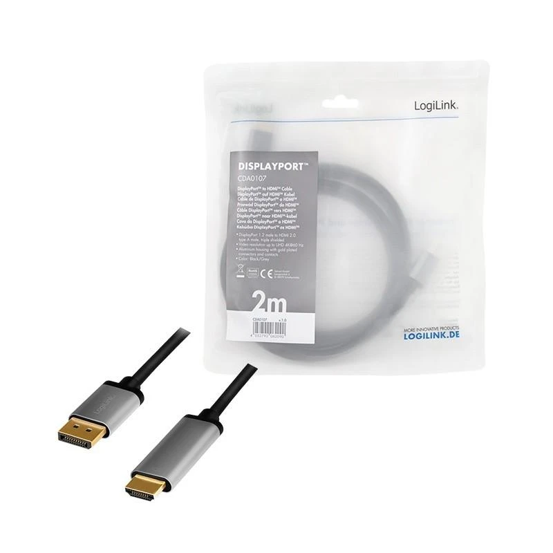 LogiLink DisplayPort į HDMI laidas su jungtimis