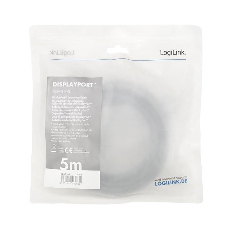 LogiLink DisplayPort 5.0m juoda-pilka