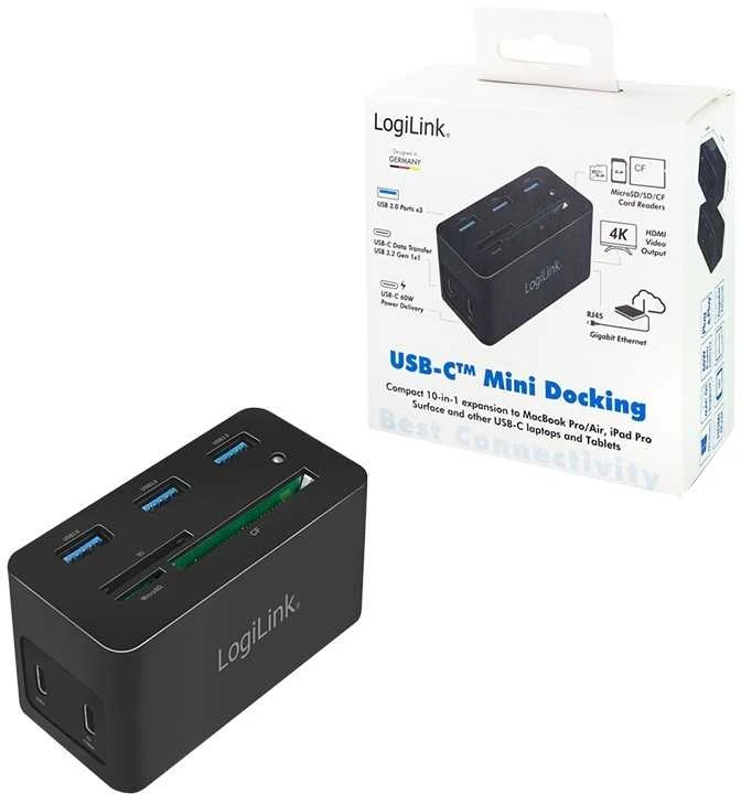 LOL LogiLink UA0370 knyginių kompiuterių dokas / jungčių replikatorius Vielinis USB 3.2 Gen 1 (3.1 Gen 1) Type-C Juoda