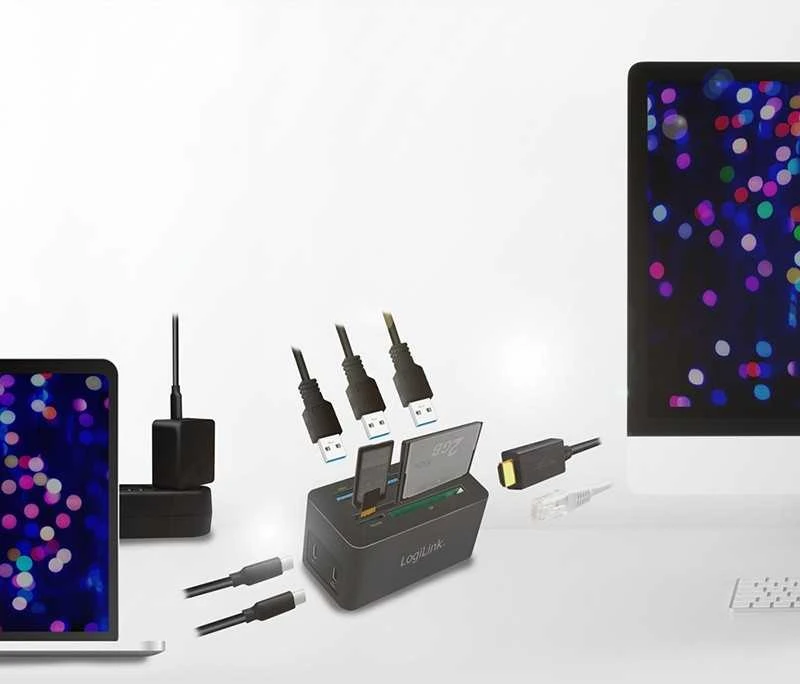 LOL LogiLink UA0370 knyginių kompiuterių dokas / jungčių replikatorius Vielinis USB 3.2 Gen 1 (3.1 Gen 1) Type-C Juoda