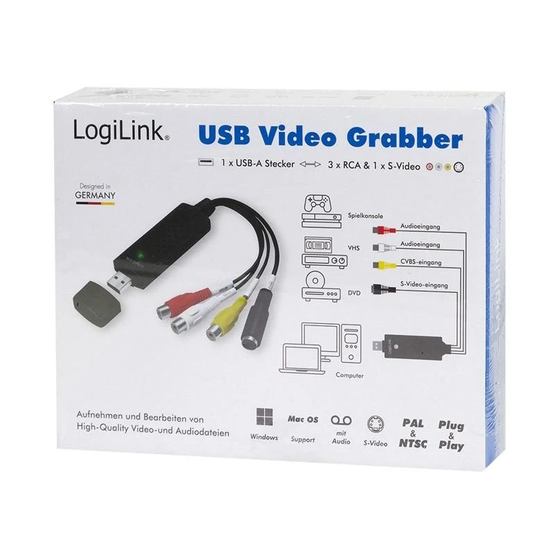 „Logilink“ | USB 2.0 A/V adapteriai, USB-A/M į 3x RCA + Mini-DIN 5/F, „Windows 11“ | VG0030A