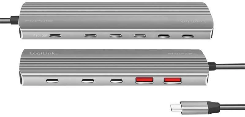 LogiLink USB šakotuvas su USB-C ir raudonais USB-A prievadais
