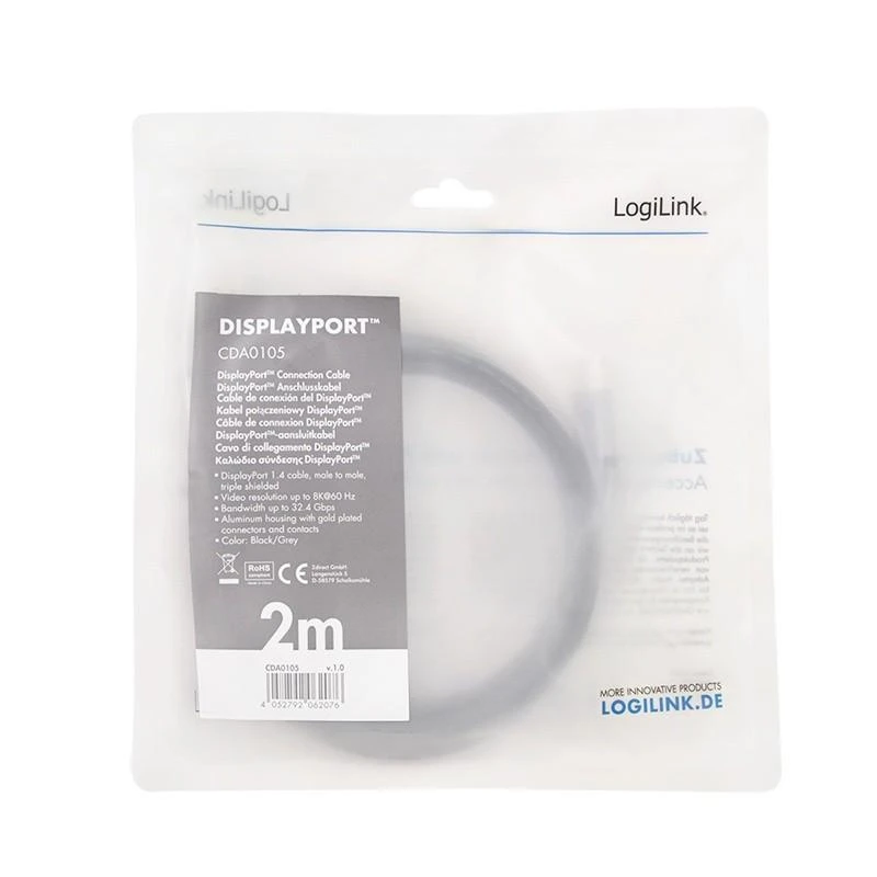 LogiLink DisplayPort 1.4 laidas pakuotėje