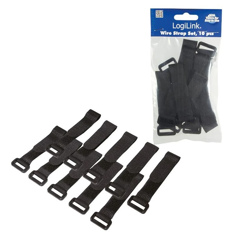 LOGILINK KAB0056 LOGILINK - Vielinio dirželio komplektas su Velcro, 10 vnt.