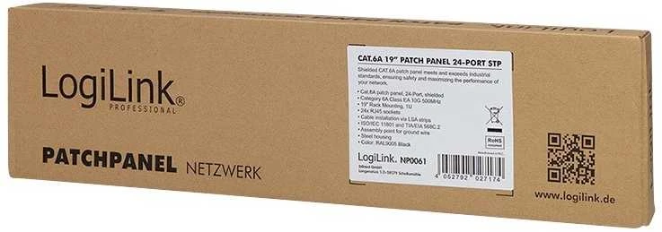 LOGILINK NP0061 LOGILINK- Patch Panel 19 montavimas Cat.6A STP 24 jungtys, juodos