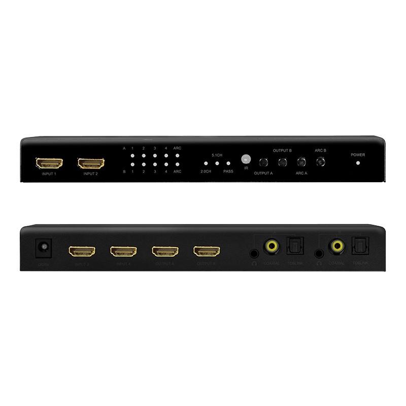LogiLink Jungiklis 4x2 hdmi, 4k 60hz, su pultu