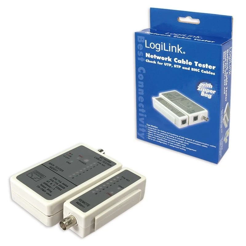 LogiLink Prisijungti | RJ45 ir BNC kabelių testeris su nuotoliniu įrenginiu