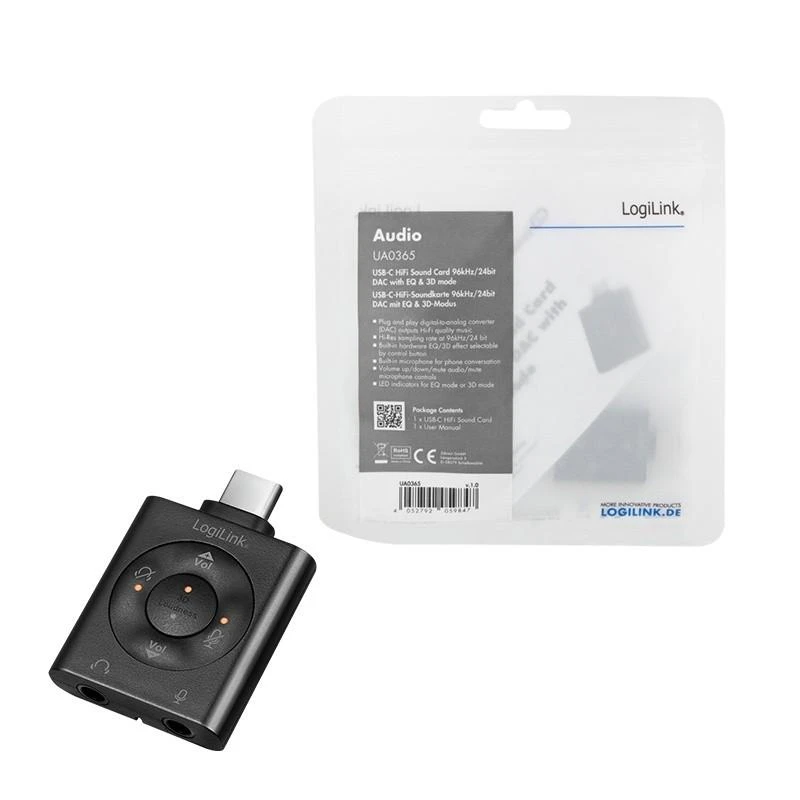 LogiLink USB-C / M iki 2x jack 3,5 mm 7.1 garso adapteris