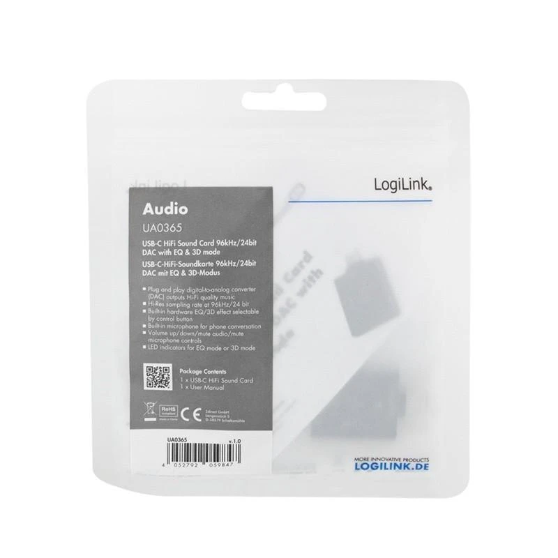 LogiLink USB-C / M iki 2x jack 3,5 mm 7.1 garso adapteris