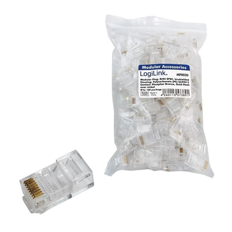 LOGILINK MP0020 LOGILINK - RJ45 Modulinis kištukas plokščiam kabeliui, neekranuotas