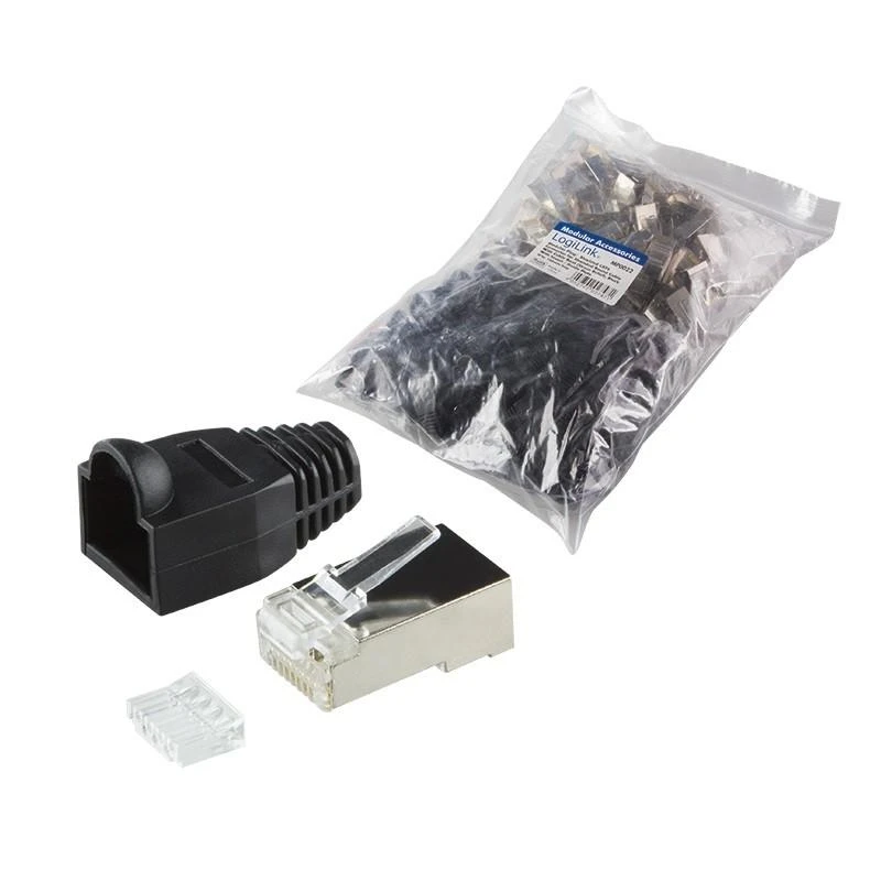 LOGILINK MP0022 LOGILINK - Kištukinė jungtis Cat.6 RJ45 100vnt. komplektas, ekranuotas, juodas