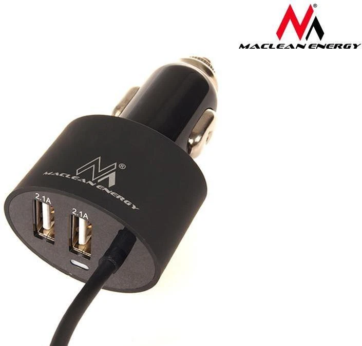 Maclean MCE76 37545 Automobilinis įkroviklis 2xUSB, 5.2A, „Lightning“ spiralė 1.8m