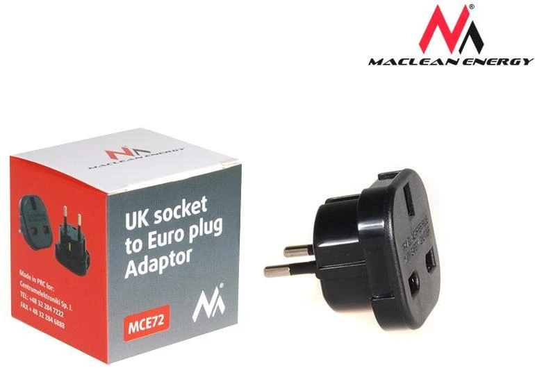 MACLEAN MCE72 Maclean MCE72 Plug Adapteris UK to EU juodas
