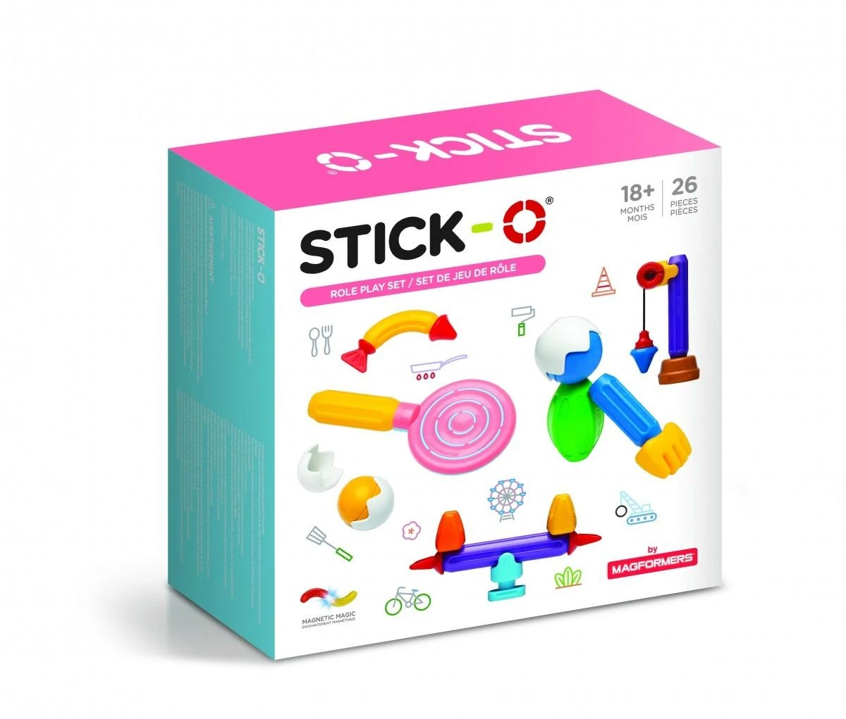 Magformers Magnetiniai blokeliai Stick-O kūrybinis rinkinys 26 elementai (005-902005)