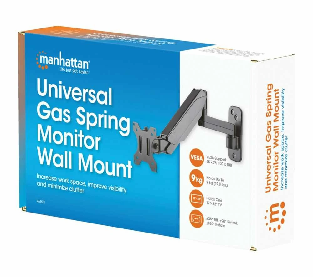 Laikiklis „Intracom MANHATTAN“ universali dujinė spyruoklė „Monitorius“ prie sienos montuojama viena dujinė spyruoklė, sujungta rankena, palaiko vieną 17-32i televizorių arba „Monitorius“ iki 8kg 17,64 svaro