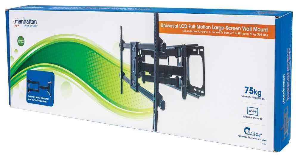 Manhattan sieninis laikiklis televizorius LCD/LED/PDP 37-90'' 75kg VESA pasukamas juodas