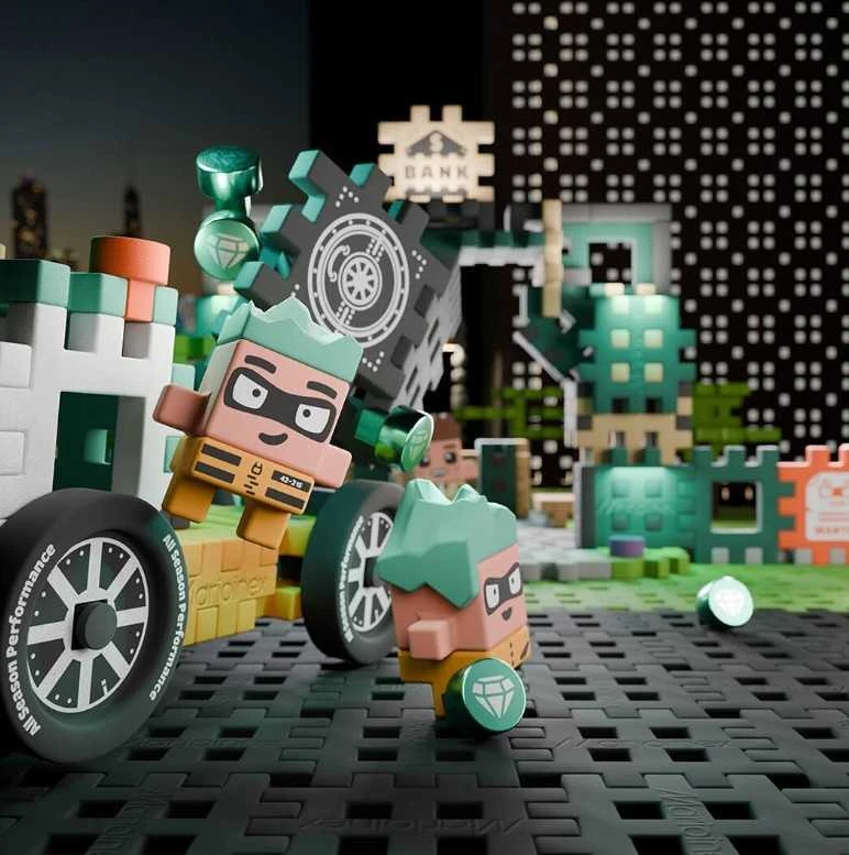 MARIOINEX Mini Waffle City banko apiplėšimo kaladėlės, 148 dalys