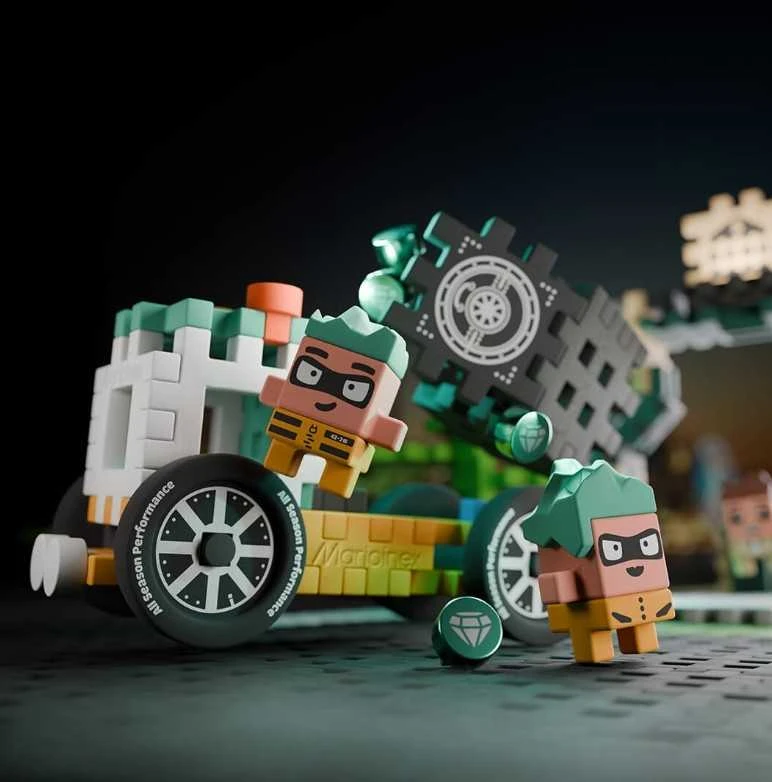 MARIOINEX Mini Waffle City banko apiplėšimo kaladėlės, 148 dalys