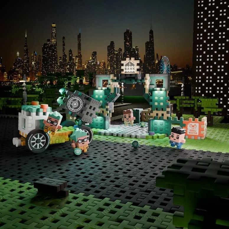MARIOINEX Mini Waffle City banko apiplėšimo kaladėlės, 148 dalys