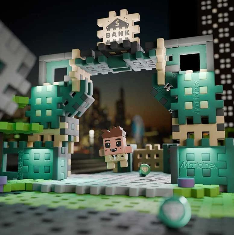 MARIOINEX Mini Waffle City banko apiplėšimo kaladėlės, 148 dalys