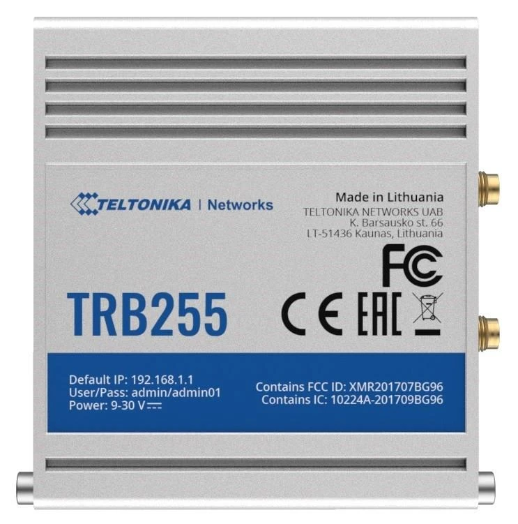 Šakotuvas „Teltonika TRB255 LTE Gateway“: nėra „WiFi“, 3G, Dvi SIM, „Enternet“ prievadas, RS232+RS485, „GPS Teltonika“